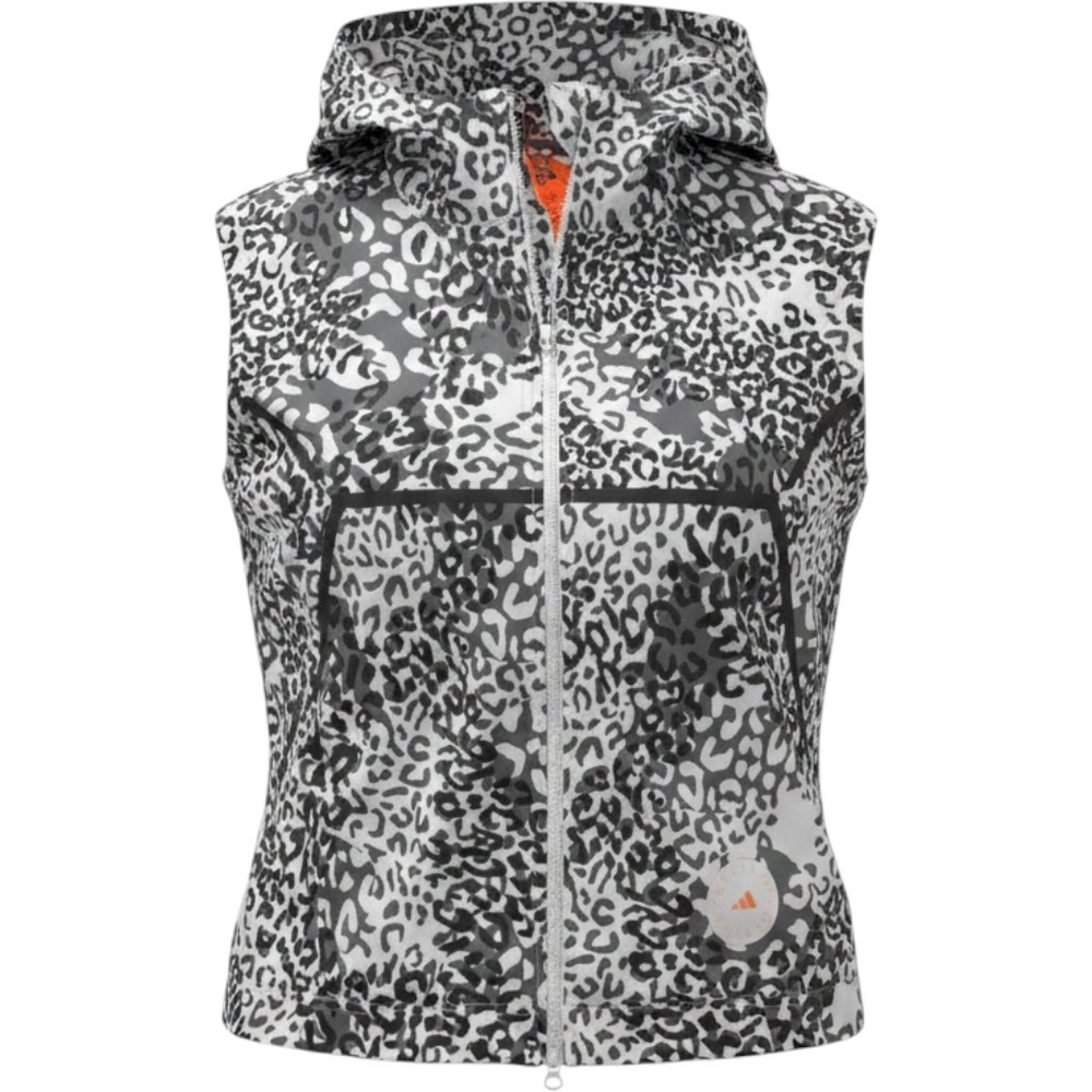 Adidas by Stella McCartney Leopard Print Windbreaker Vest Black White Large